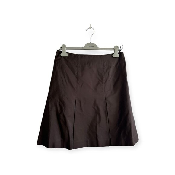 Prada Brown Silk Pleated Skirt, Size 44 Italy - Picture 1 of 14